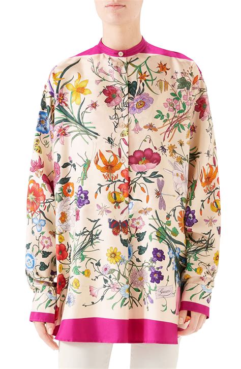 gucci silk floral shirt|gucci formal shirts.